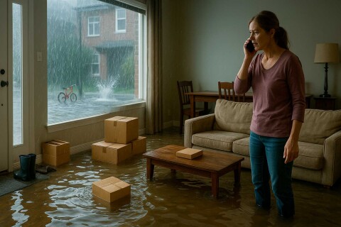 Ondergelopen woonkamer met rioolwater na extreme regenval in Rotterdam blog over gemeentelijke aansprakelijkheid bij waterschade.